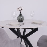 Кухонный стол Lepremo AV 1106 МДФ раздвижной D1000-1350x750 (Азул Оникс/черный)