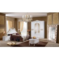 Пуфик КМК Мебель Розалия белый/белый жемчуг/патина золото