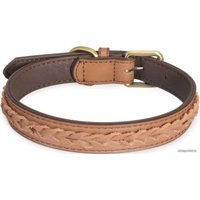 Ошейник Camon DA098/C (кожаный коричневый с косичкой)
