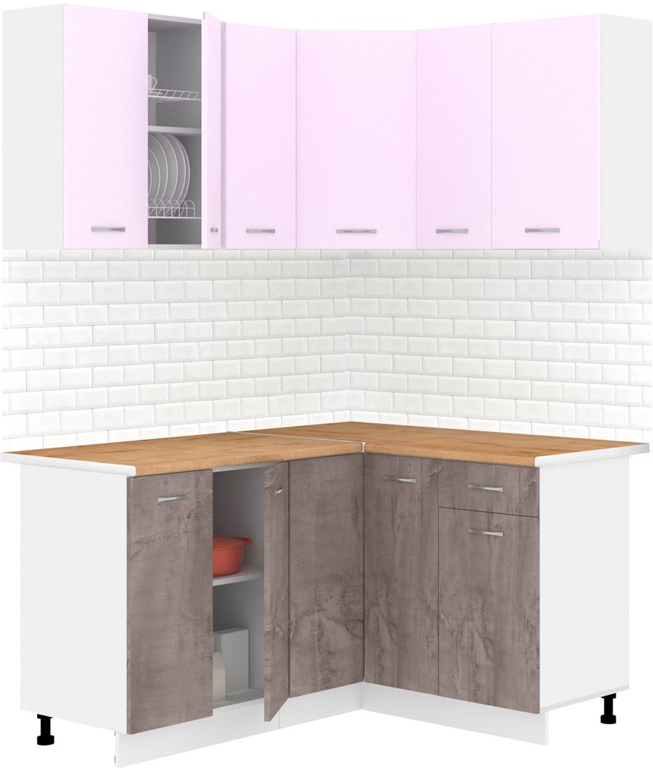 

Готовая кухня Кортекс-мебель Корнелия Лира 1.5x1.3 (сирень/оникс/дуб бунратти)