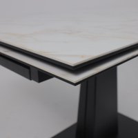 Кухонный стол Lepremo AV 2119 МДФ+керамика раздвижной 1200-1800x800 (белый глянцевый Carla Larkin/черный)