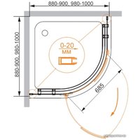 Душевой уголок Cezares Bergamo-W-R-1-90-Arco-C-Cr-IV