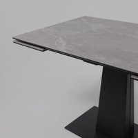 Кухонный стол Lepremo AV 2119 МДФ+керамика раздвижной 1200-1800x800 (серый матовый Larka Grey/черный)