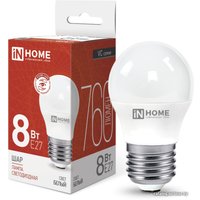 Светодиодная лампочка In Home LED-Шар-VC 8Вт 230В Е27 4000К 760Лм 4690612020570