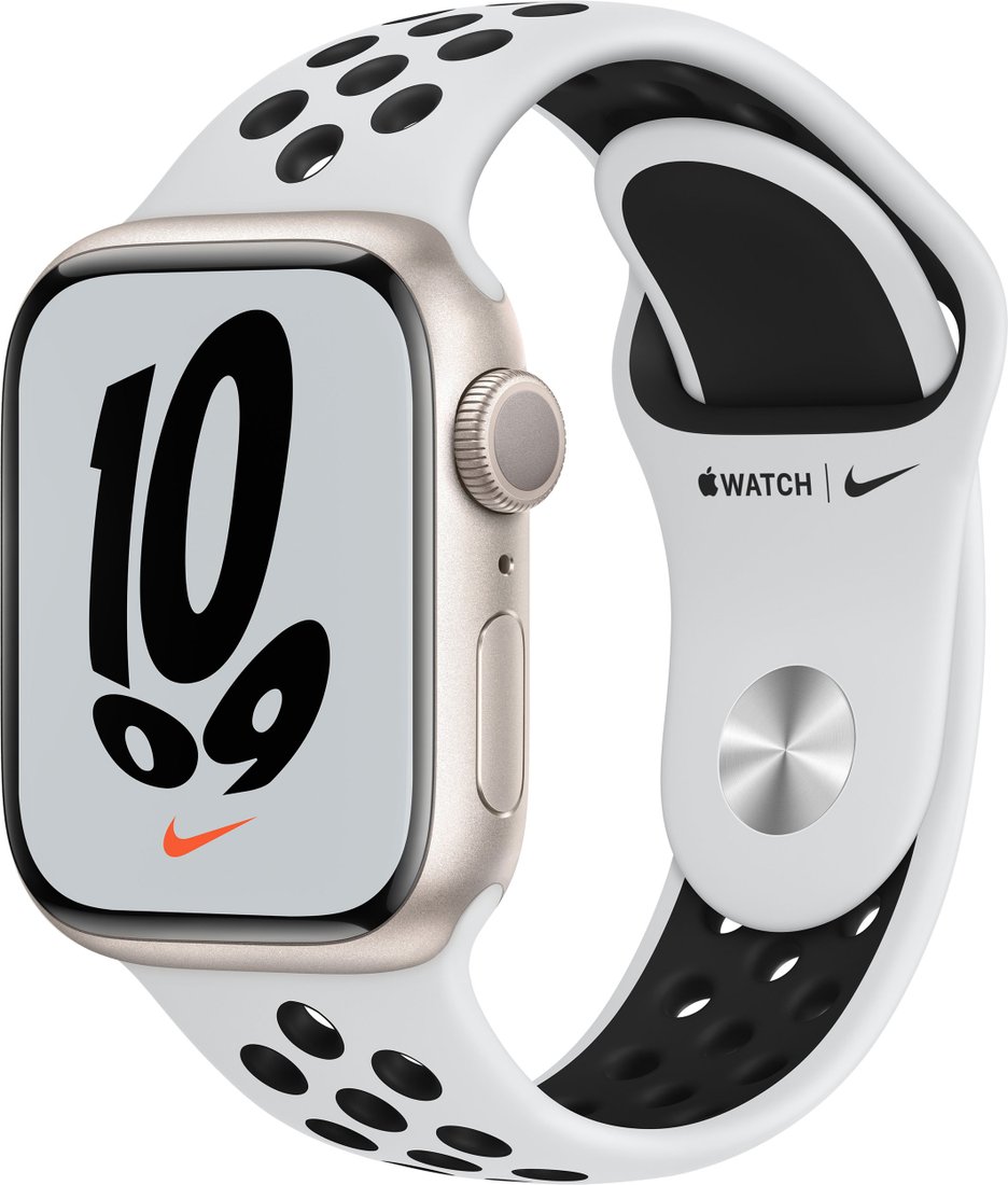 

Умные часы Apple Watch Nike Series 7 41 мм (звездный свет/чистая платина, черный)
