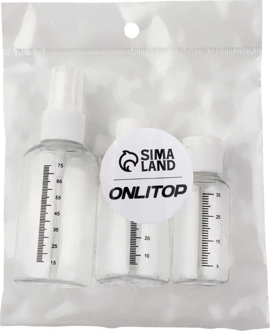 

Набор флаконов для косметики Onlytop Со шкалой деления 3735775 (3шт, белый/прозрачный)