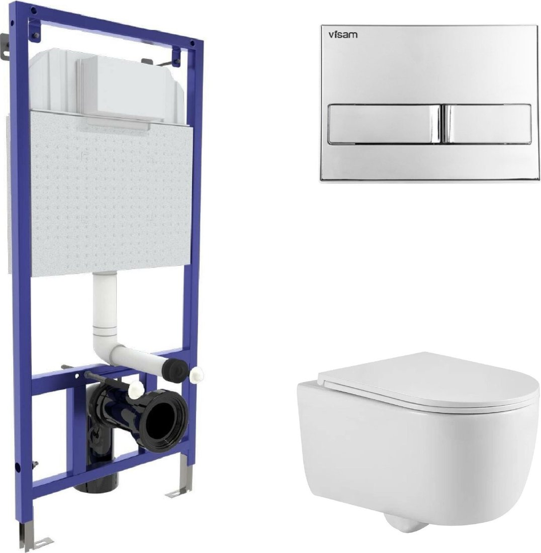 

Унитаз подвесной Berges Wasserhaus Tornas Rimless + Visam Slim 525 EX-043409 (с кнопкой, с сиденьем)