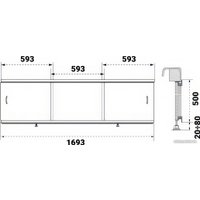 Фронтальный экран под ванну Triton Раздвижной 170 см