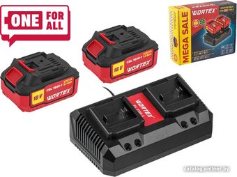 Аккумулятор с зарядным устройством Wortex 1329413 (18В/4.0 Ah + 18В)