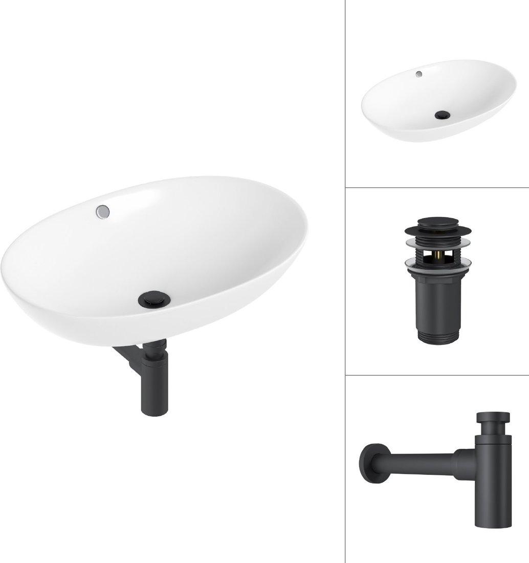 

Умывальник Lauter 21709 + клапан 21190B + сифон 21635B (черный матовый)