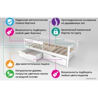 Кровать-тахта Бельмарко Svogen 1355 160x70 (мятный/белый, динозаврики)