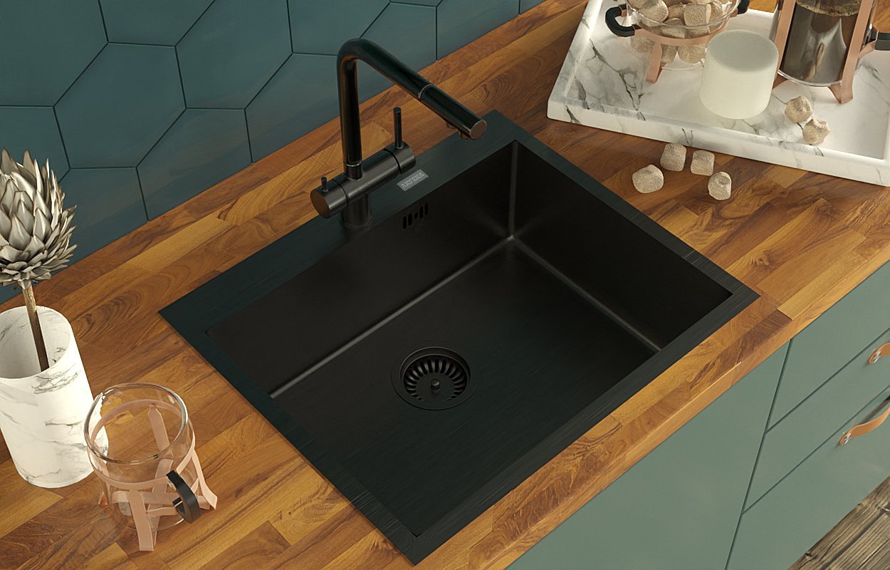 Кухонная мойка ARFEKA AF 600*505 Black PVD Nano