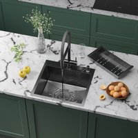 Кухонная мойка Roxen Simple 560220-50B PVD графит (с коландером и дозатором)