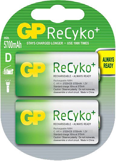 

Аккумулятор GP ReCyko+ D 5700mAh 2 шт.