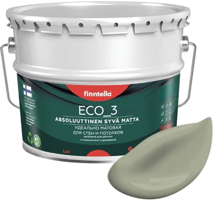 

Краска Finntella Eco 3 Wash and Clean Suojaa F-08-1-9-LG78 9 л (серо-зеленый)