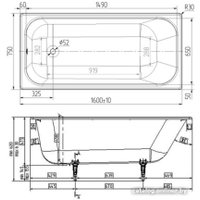 Ванна Wotte Старт 160x75 БП-э000001106 (с ножками)