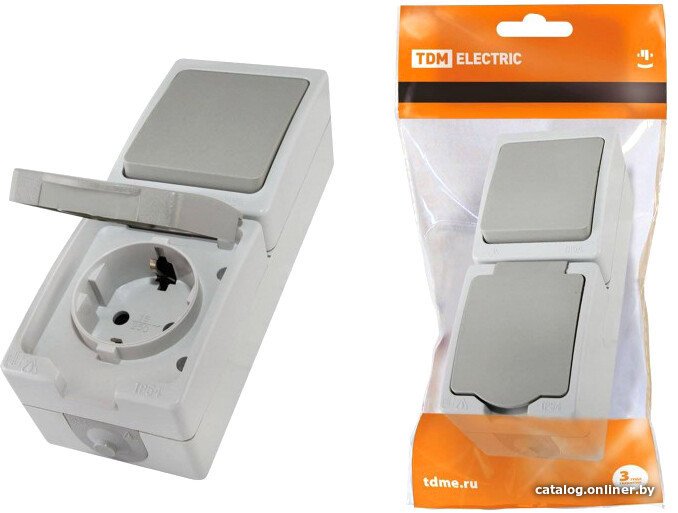 Розетка TDM Electric Вуокса + блок выключатель SQ1803-0011 (белый)