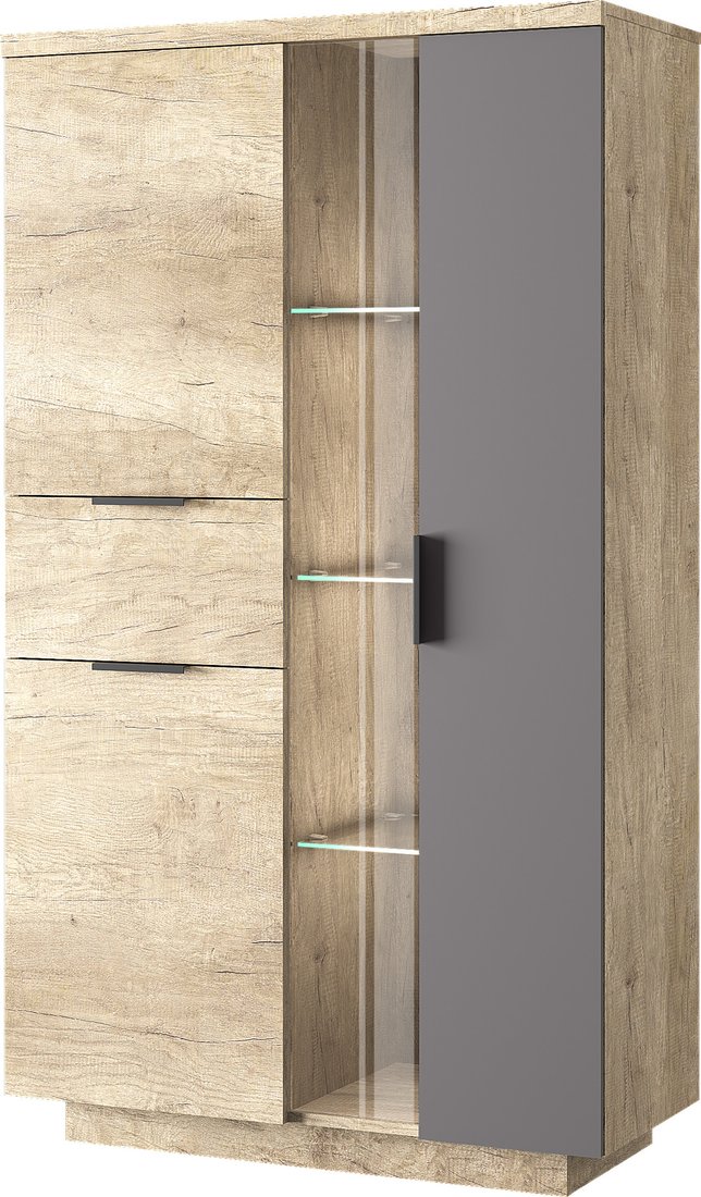 

Шкаф-витрина Anrex Bryce 1V2D1S (дуб каньон/силк шитаки)