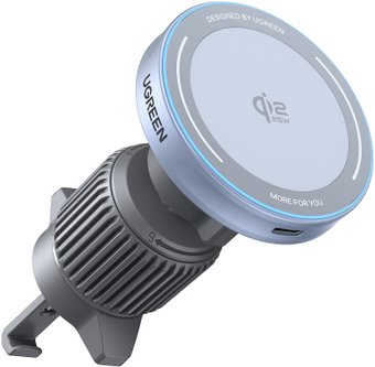 Держатель для смартфона Ugreen W758 MagFlow Magnetic Wireless Car Charger 25W (серебристо-голубой)
