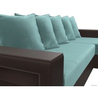 Угловой диван Лига диванов Дубай лайт правый 114157 (велюр бирюзовый/экокожа коричневый)