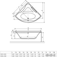 Ванна Excellent Glamour 140х140