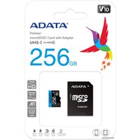 Карта памяти ADATA Premier AUSDX256GUICL10A1-RA1 microSDXC 256GB (с адаптером)