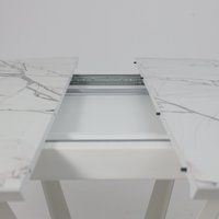 Кухонный стол Listvig Merlin 110-150х75 (МДФ+HPL-пластик белый Monte Belo/белый)