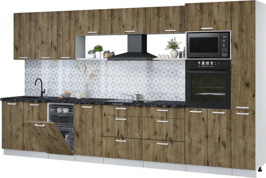 

Готовая кухня Интерлиния Мила Лайт 3.8-ПМ3 (дуб веллингтон/дуб веллингтон/кастилло темный)