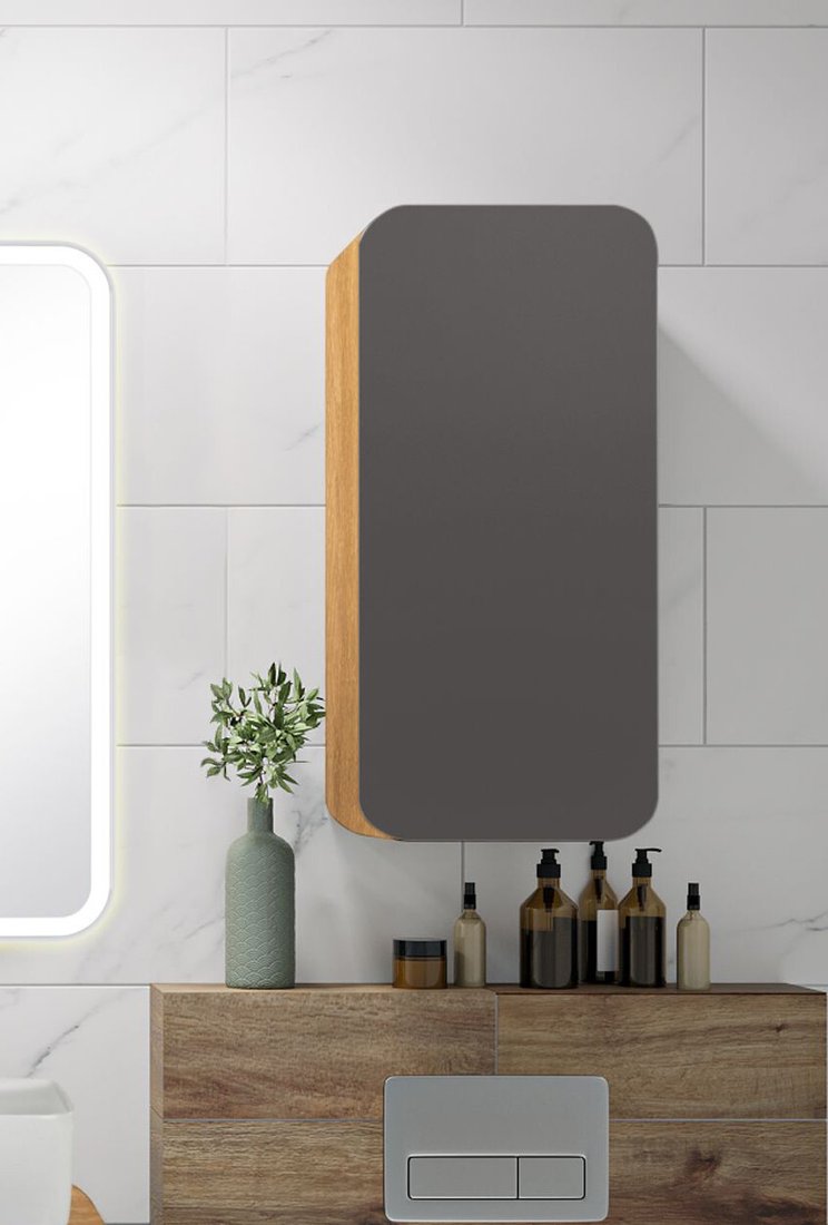 

Runo Шкаф для ванной Ницца 35 правый (дуб натуральный/графит)