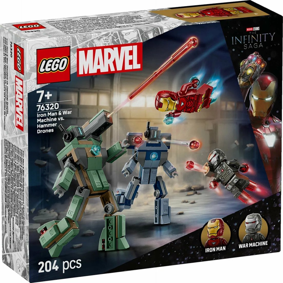 Конструктор LEGO Marvel Железный человек и боевая машина против дронов 76320