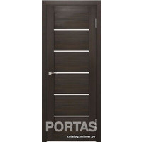 Межкомнатная дверь Portas S22 60x200 (орех шоколад, стекло lacobel белый лак)