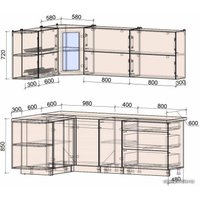 Готовая кухня Интерлиния Мила Матте 1.5x2.2 А левая (белый/белый/кастилло тёмный)