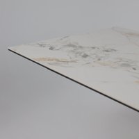 Кухонный стол Lepremo AV 2119 МДФ+керамика раздвижной 1200-1800x800 (натуральный глянцевый Gold Jade/черный)