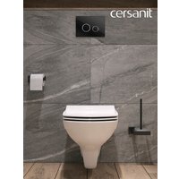Унитаз подвесной Cersanit Carina New Clean On с инстал. Link Pro (с кнопкой Twins 64117 стекло черный)