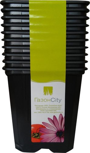 Горшок ГазонCity Квадратный 7x6.5 см (черный, 10 шт)