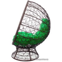 Кресло M-Group Кокос на подставке 11590204 (коричневый ротанг/зеленая подушка)