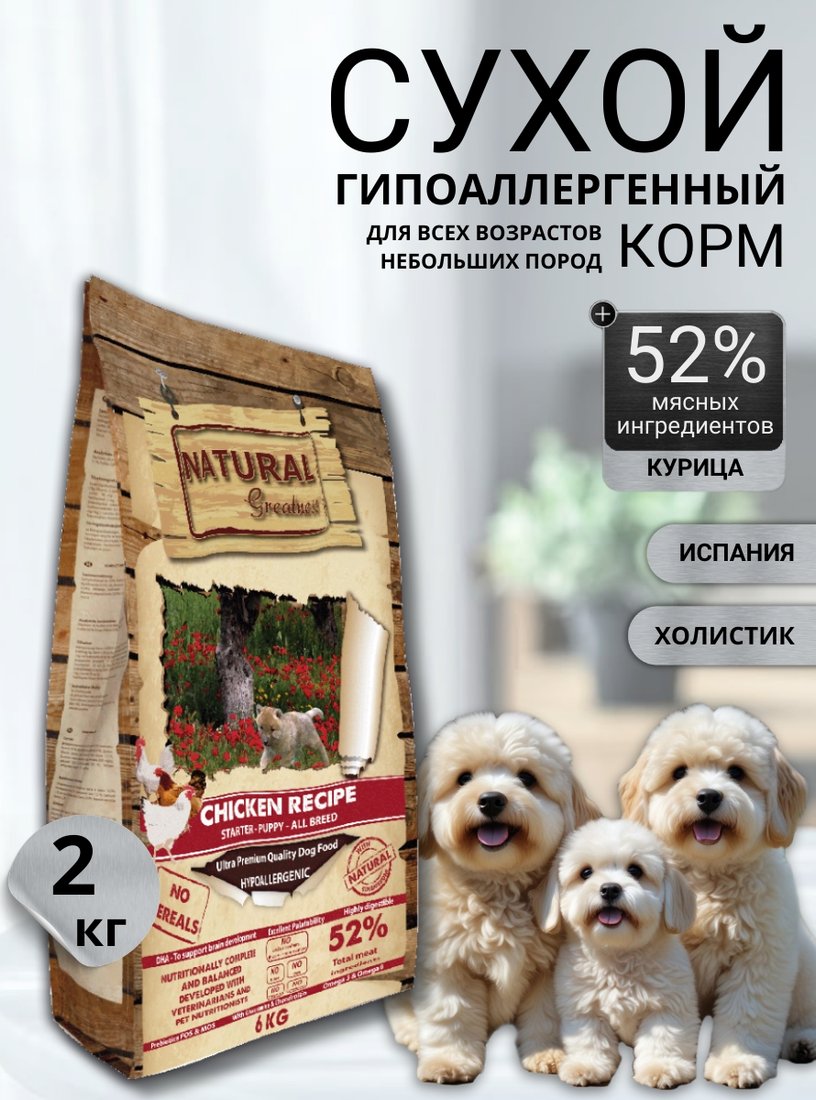 

Сухой корм для собак Natural Greatness Chicken Recipe 2 кг