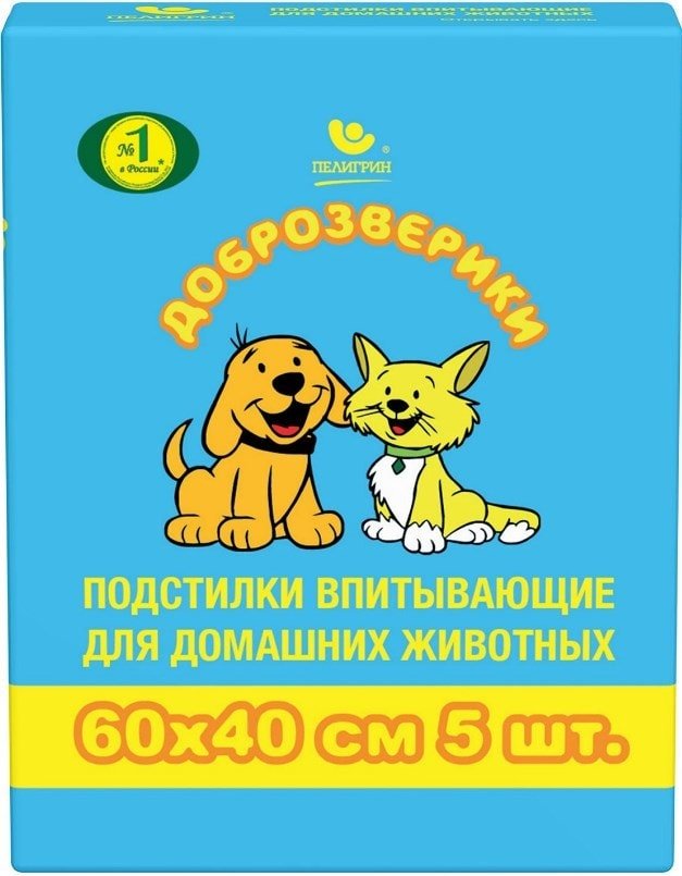 

Одноразовая пеленка Доброзверики Classic впитывающие 60x40 (5 шт)