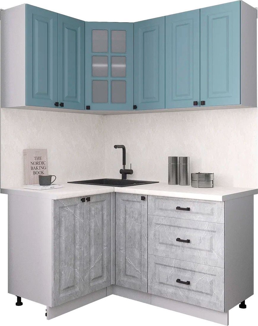 

Готовая кухня Интерлиния Мила Деко 1.2x1.5 (керамика/океан/опал светлый)