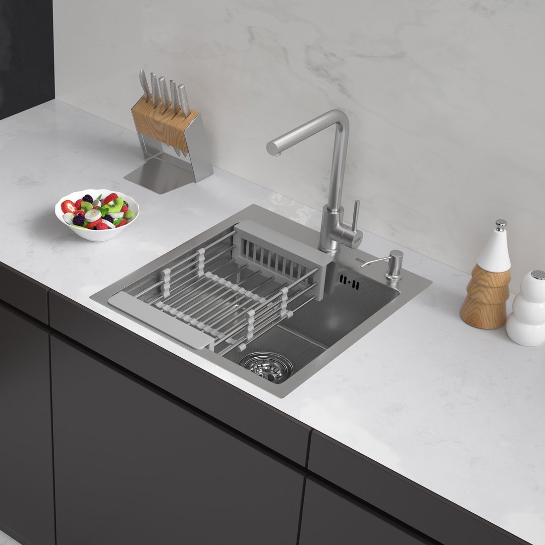 

Кухонная мойка ARFEKA Eco AR мойка 450*500, коландер, дозатор SATIN DECOR MILLET GRAINS