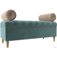 Банкетка Лига диванов Глория 113656 (велюр бирюзовый/бежевый/бежевый)