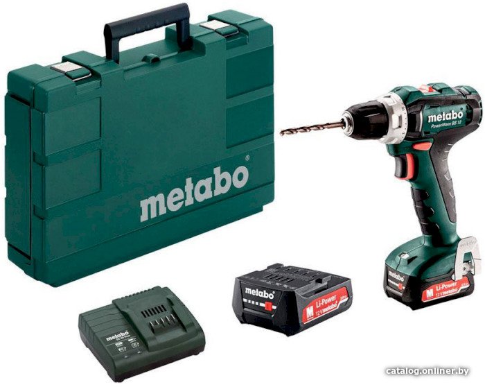 Дрель-шуруповерт Metabo PowerMaxx BS 12 601036500 (с 2-мя АКБ 2 Ah, кейс)