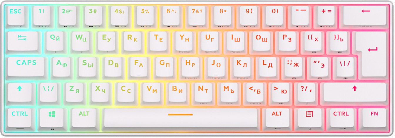 

Клавиатура Royal Kludge RK61 New RGB (белый, RK Red)