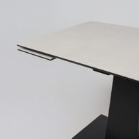 Кухонный стол Lepremo AV 2119 МДФ+керамика раздвижной 1200-1800x800 (серый матовый Carmen Light Grey/черный)