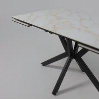 Кухонный стол Lepremo AV 2111 МДФ+керамика раздвижной 1200-1800x800 (белый глянцевый Carla Larkin/черный)