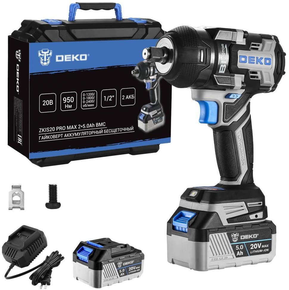 

Гайковерт Deko ZKIS20 Pro Max 083-1088 (с 2-мя АКБ, кейс)