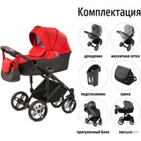 Универсальная коляска Nuovita Carro Sport (2 в 1, красный/черный)