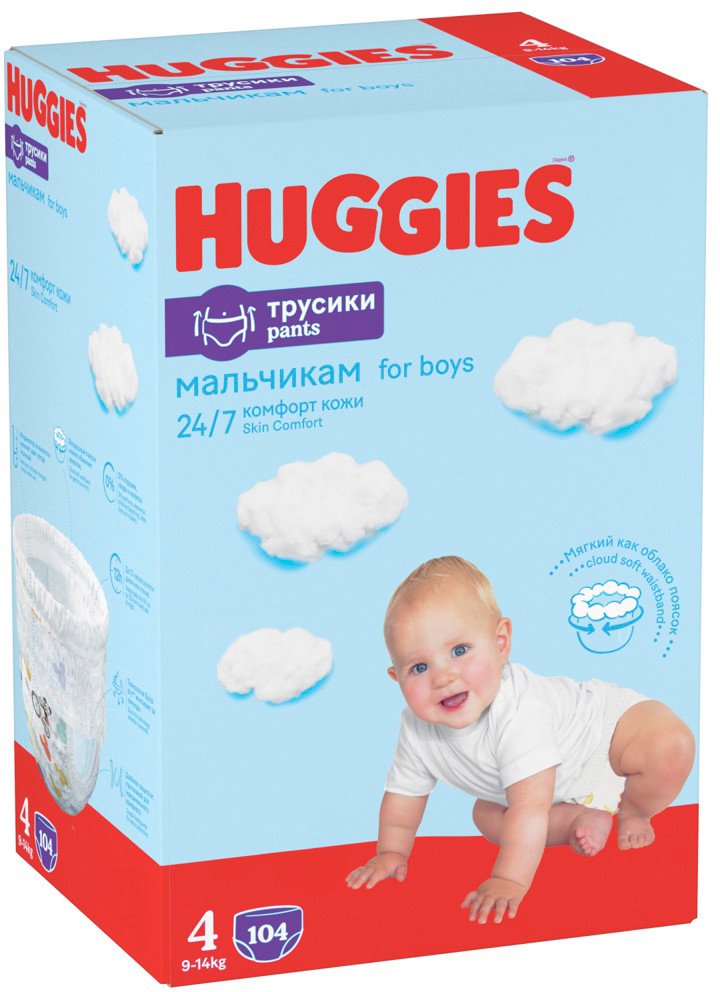 

Трусики-подгузники Huggies Трусики-подгузники 4 для мальчиков (104 шт.)