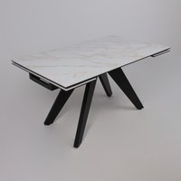 Кухонный стол Lepremo AV 2122 МДФ+керамика раздвижной 1400-2000x850 (белый глянцевый Carla Larkin/черный)