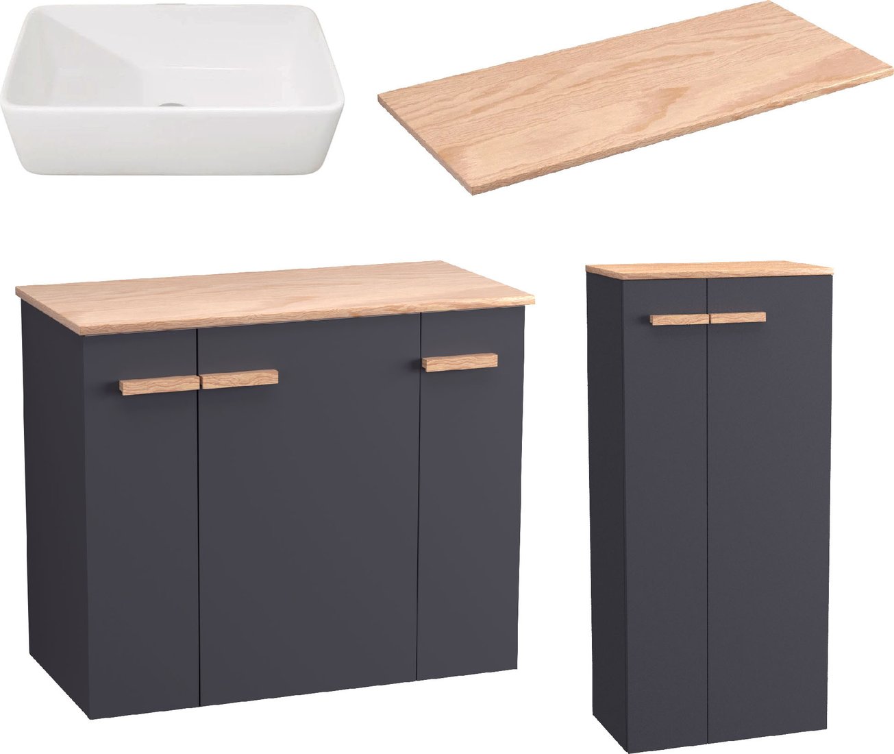 

Lauter Комплект мебели для ванной Adri тумба, столешница, раковина 21674A (шкаф-пенал, 79 см, антрацит)